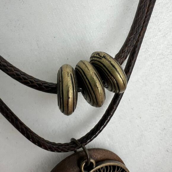 Bronze and Wood Tree of Life Funky Earthy Pendant Necklace - Picture 4 of 5